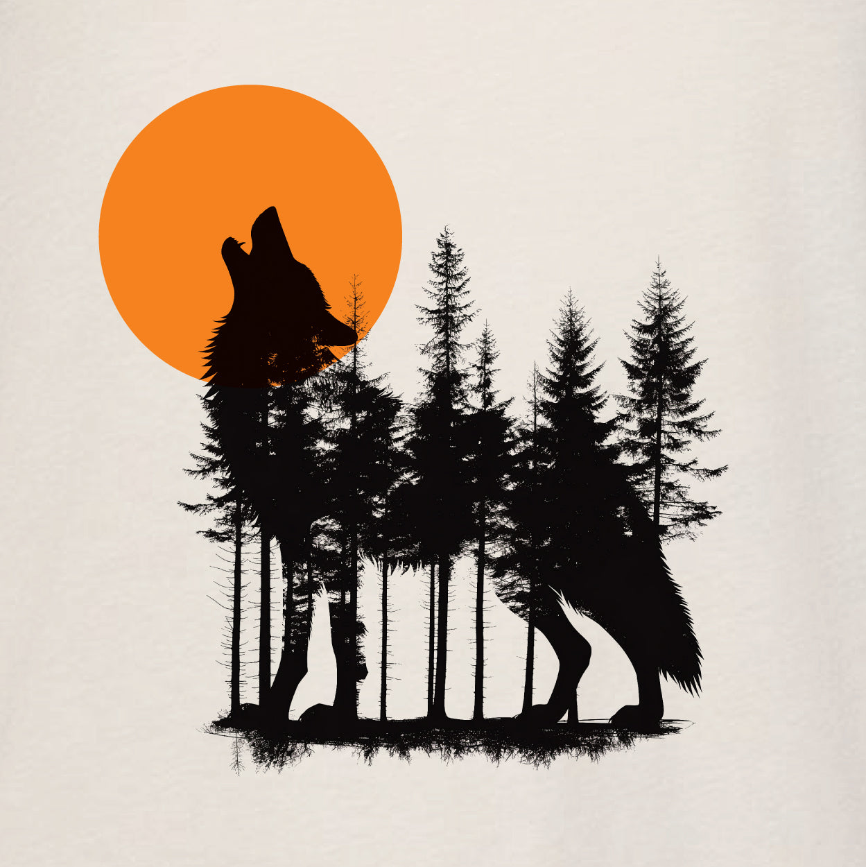 Vintage White Timbered Wolf Tee