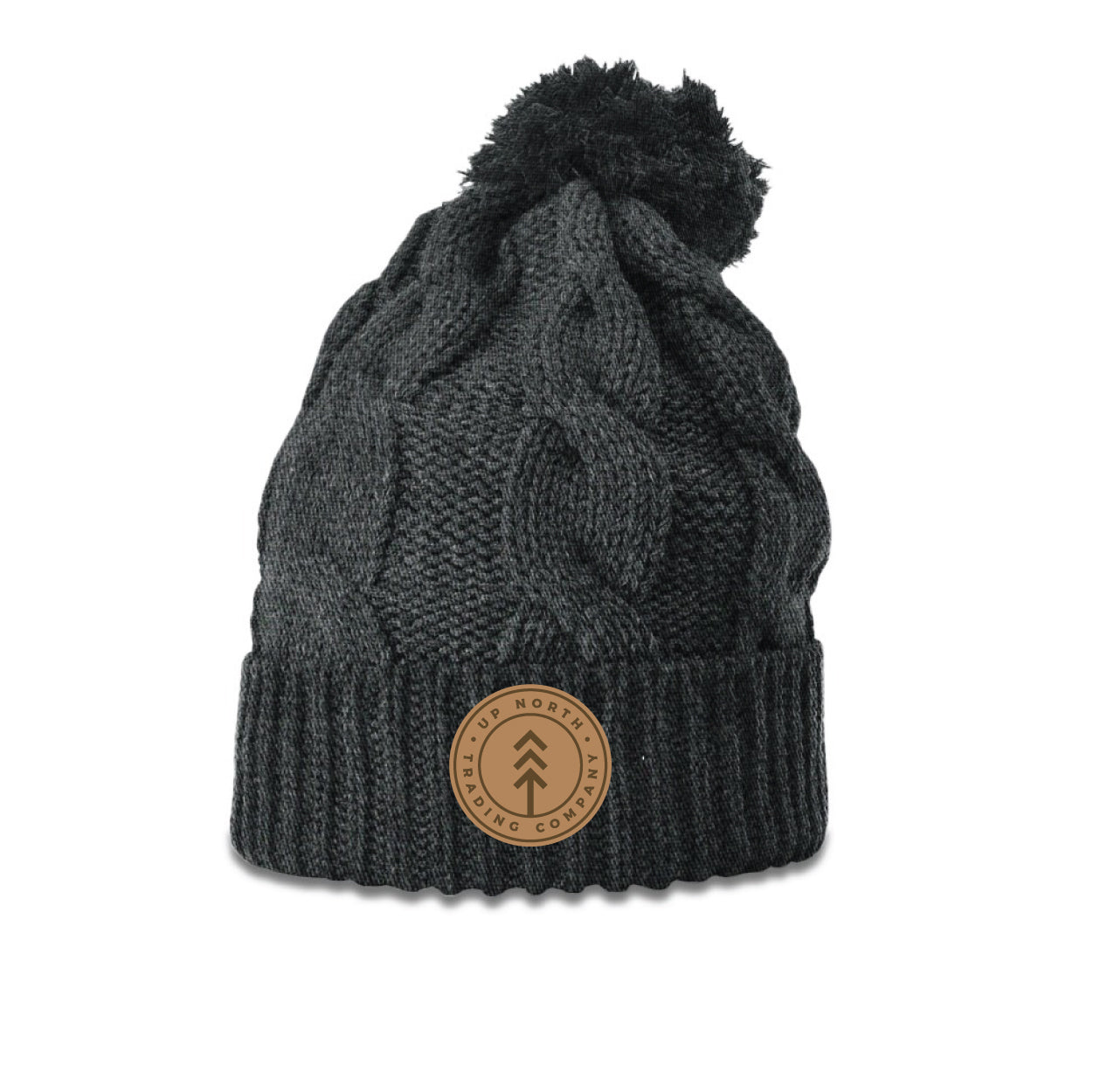 Round Lake Chunky Twist Charcoal Pom Beanie